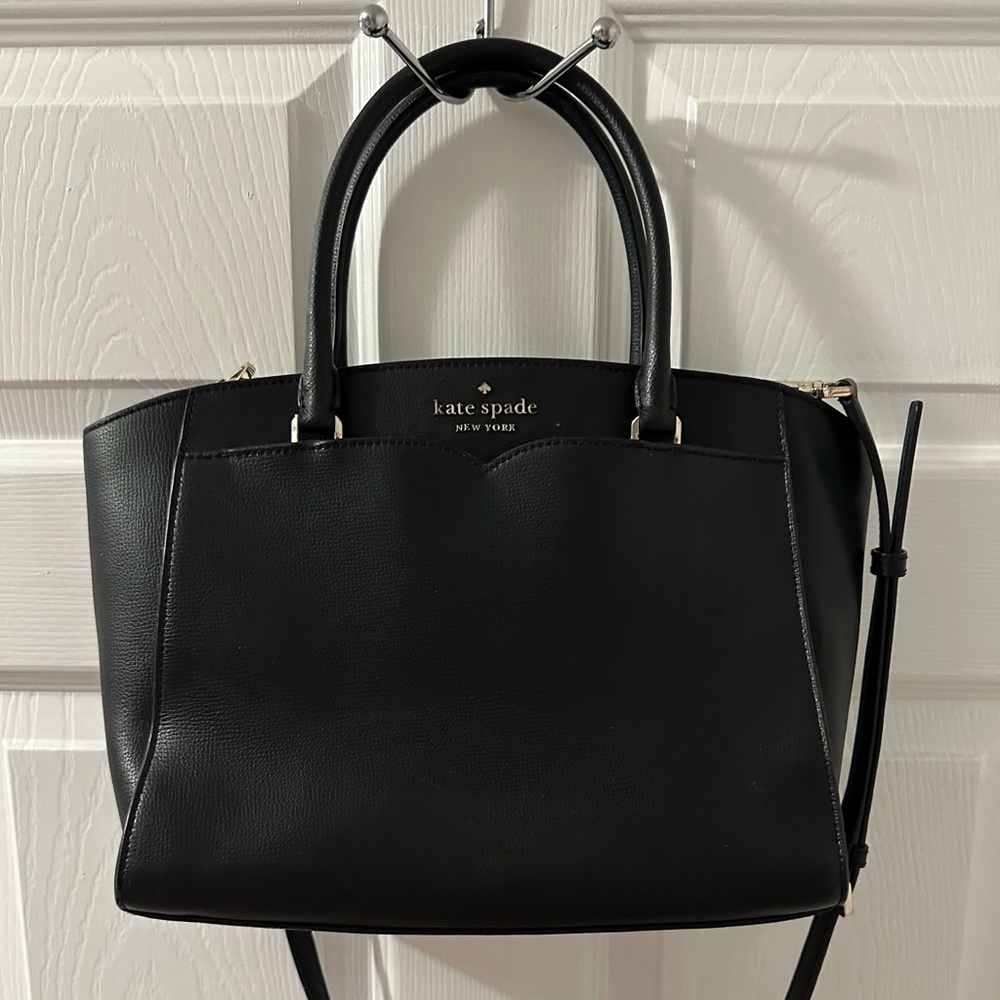 Kate Spade Black Frannie Medium Satchel Leather Bag